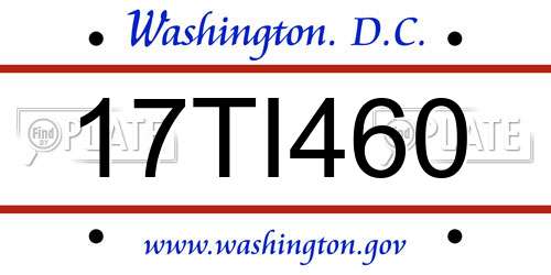 17TI460 District Of Columbia License Plate