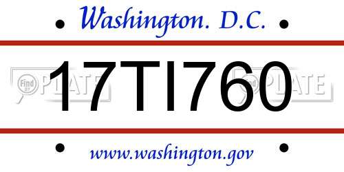 17TI760 District Of Columbia License Plate