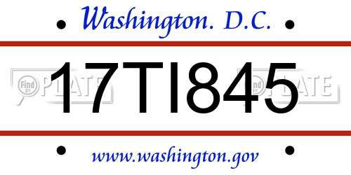 17TI845 District Of Columbia License Plate