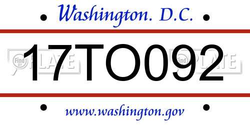 17TO092 District Of Columbia License Plate