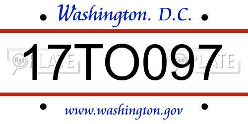 17TO097 District Of Columbia License Plate