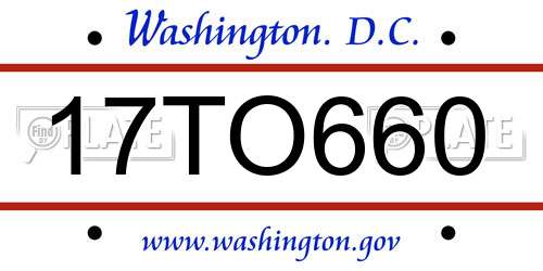 17TO660 District Of Columbia License Plate