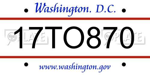 17TO870 District Of Columbia License Plate