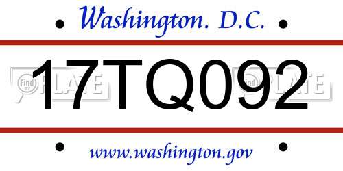 17TQ092 District Of Columbia License Plate