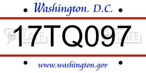 17TQ097 District Of Columbia License Plate