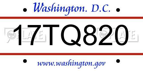 17TQ820 District Of Columbia License Plate