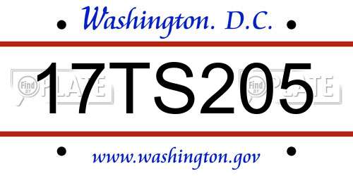 17TS205 District Of Columbia License Plate