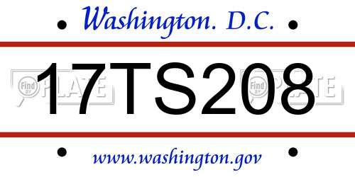 17TS208 District Of Columbia License Plate