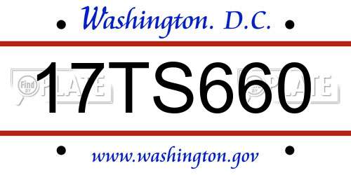 17TS660 District Of Columbia License Plate