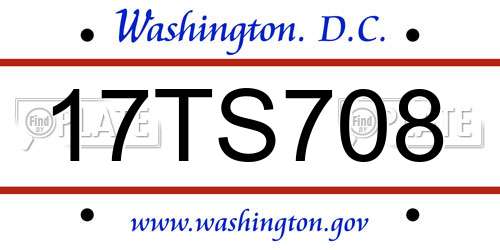 17TS708 District Of Columbia License Plate