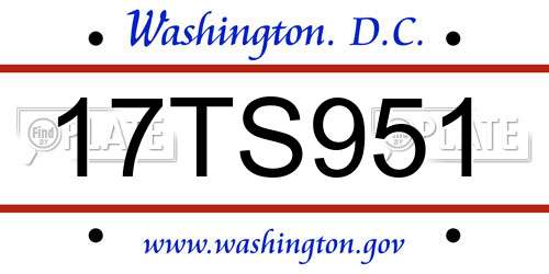 17TS951 District Of Columbia License Plate