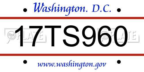 17TS960 District Of Columbia License Plate