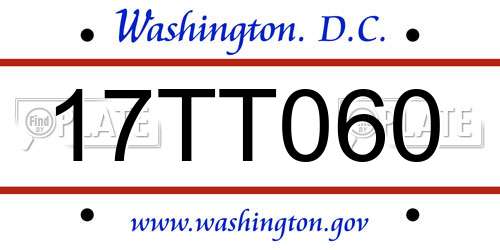 17TT060 District Of Columbia License Plate