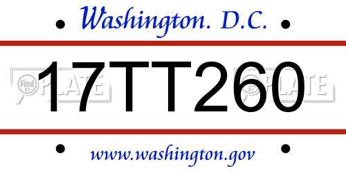 17TT260 District Of Columbia License Plate