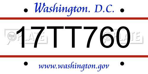 17TT760 District Of Columbia License Plate