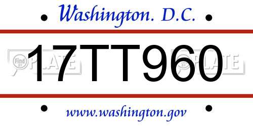 17TT960 District Of Columbia License Plate