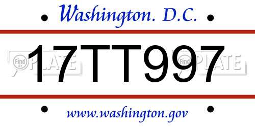 17TT997 District Of Columbia License Plate