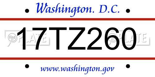 17TZ260 District Of Columbia License Plate