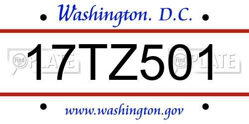 17TZ501 District Of Columbia License Plate