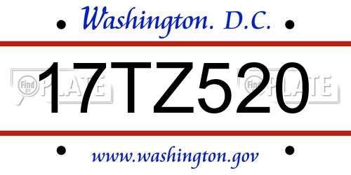 17TZ520 District Of Columbia License Plate