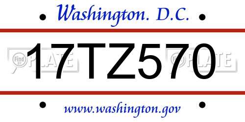 17TZ570 District Of Columbia License Plate
