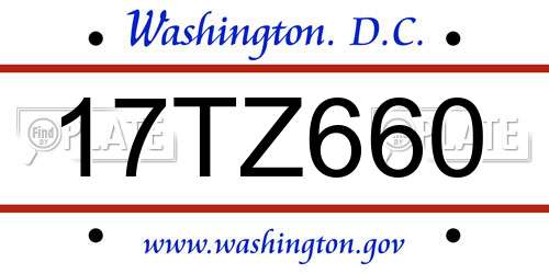 17TZ660 District Of Columbia License Plate