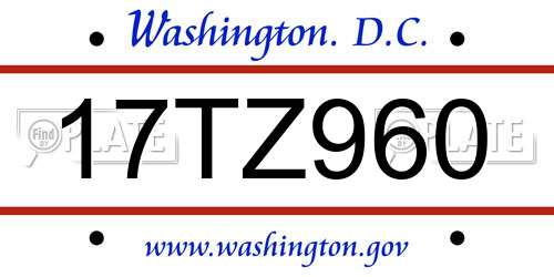 17TZ960 District Of Columbia License Plate