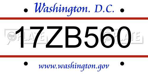17ZB560 District Of Columbia License Plate