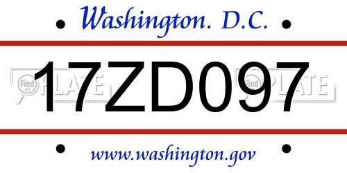 17ZD097 District Of Columbia License Plate