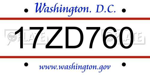 17ZD760 District Of Columbia License Plate