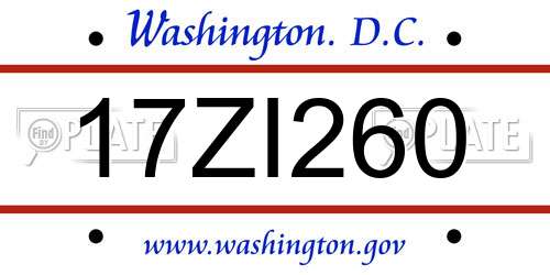17ZI260 District Of Columbia License Plate