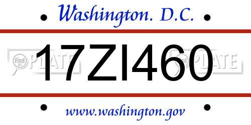 17ZI460 District Of Columbia License Plate