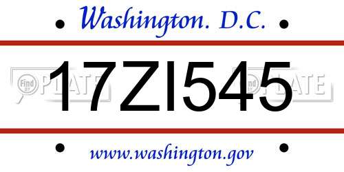 17ZI545 District Of Columbia License Plate
