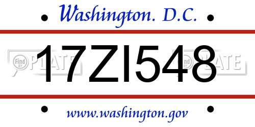 17ZI548 District Of Columbia License Plate