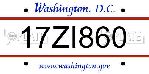 17ZI860 District Of Columbia License Plate
