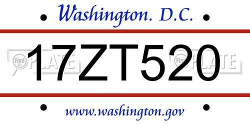 17ZT520 District Of Columbia License Plate