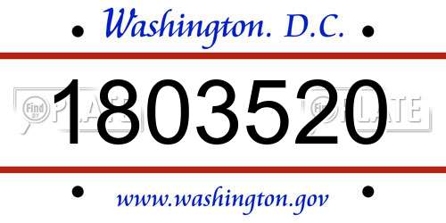 1803520 District Of Columbia License Plate