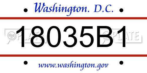 18035B1 District Of Columbia License Plate