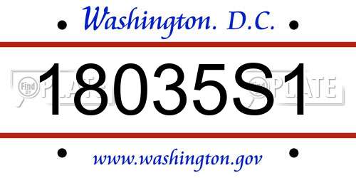 18035S1 District Of Columbia License Plate