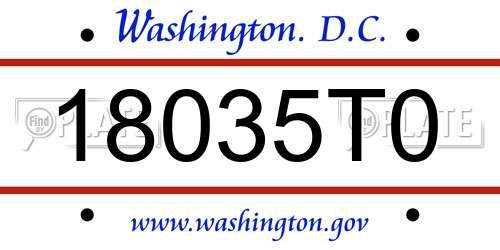 18035T0 District Of Columbia License Plate