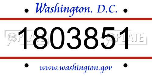1803851 District Of Columbia License Plate
