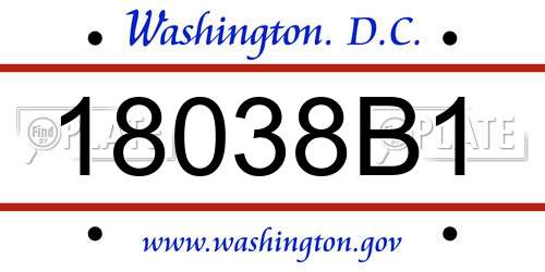 18038B1 District Of Columbia License Plate