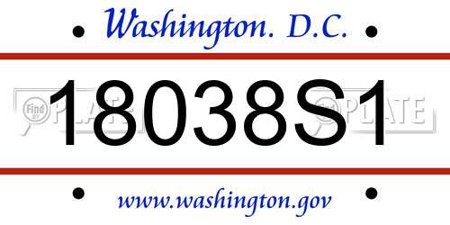 18038S1 District Of Columbia License Plate