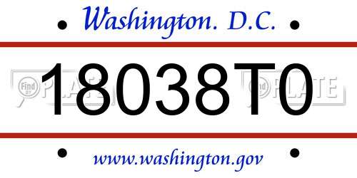 18038T0 District Of Columbia License Plate