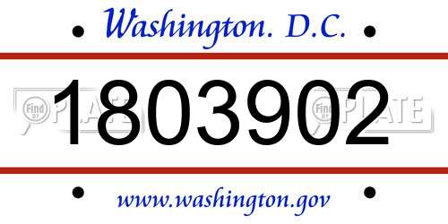 1803902 District Of Columbia License Plate
