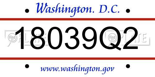 18039Q2 District Of Columbia License Plate