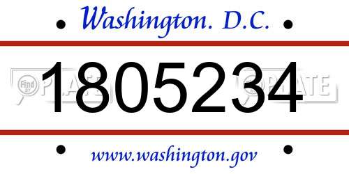 1805234 District Of Columbia License Plate