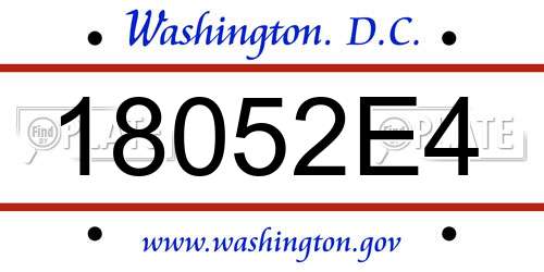 18052E4 District Of Columbia License Plate