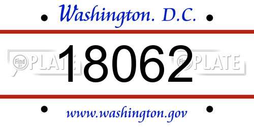 18062 District Of Columbia License Plate