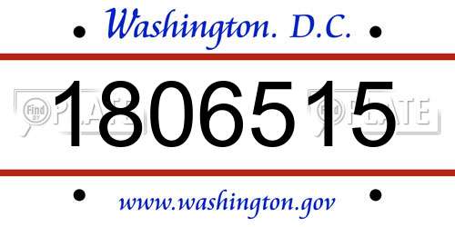 1806515 District Of Columbia License Plate